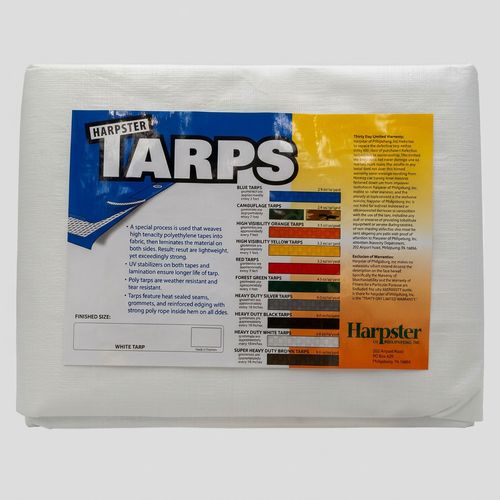 Heavy Duty White Tarp 10x30 feet, 11-12 mil