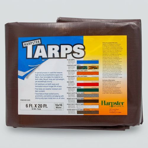 Super Heavy Duty Brown Tarp 6x20 feet, 16 mil