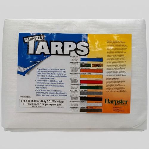 Heavy Duty White Tarp 8x10 feet, 11-12 mil