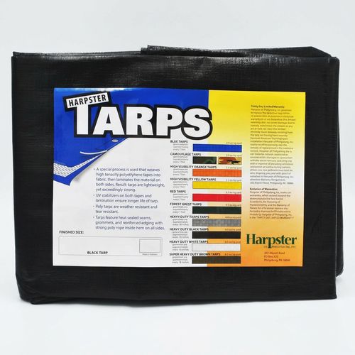 Harpster Black Poly Tarp 6x20 feet, 11-12 mil